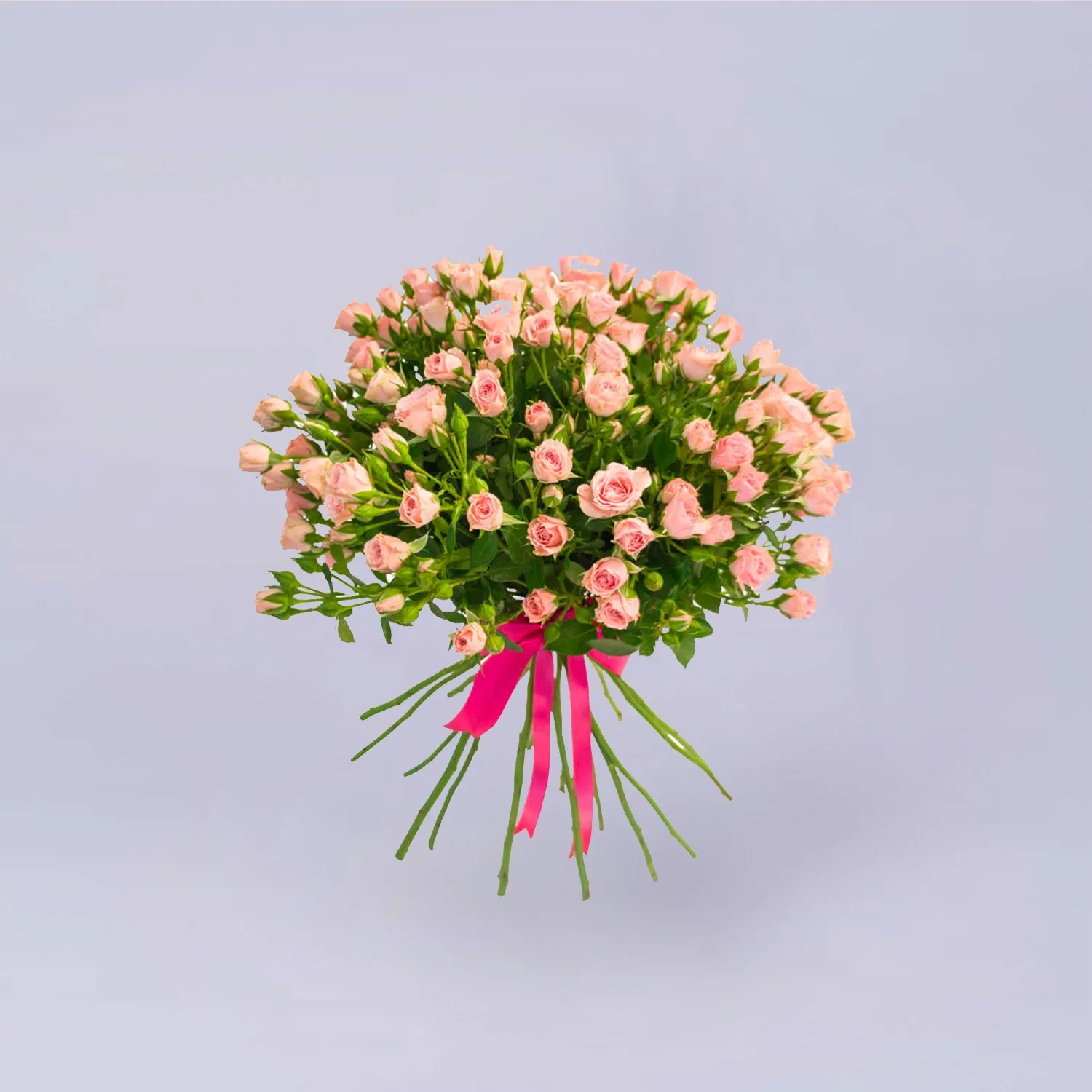 19 нежно-розовых кустовых роз