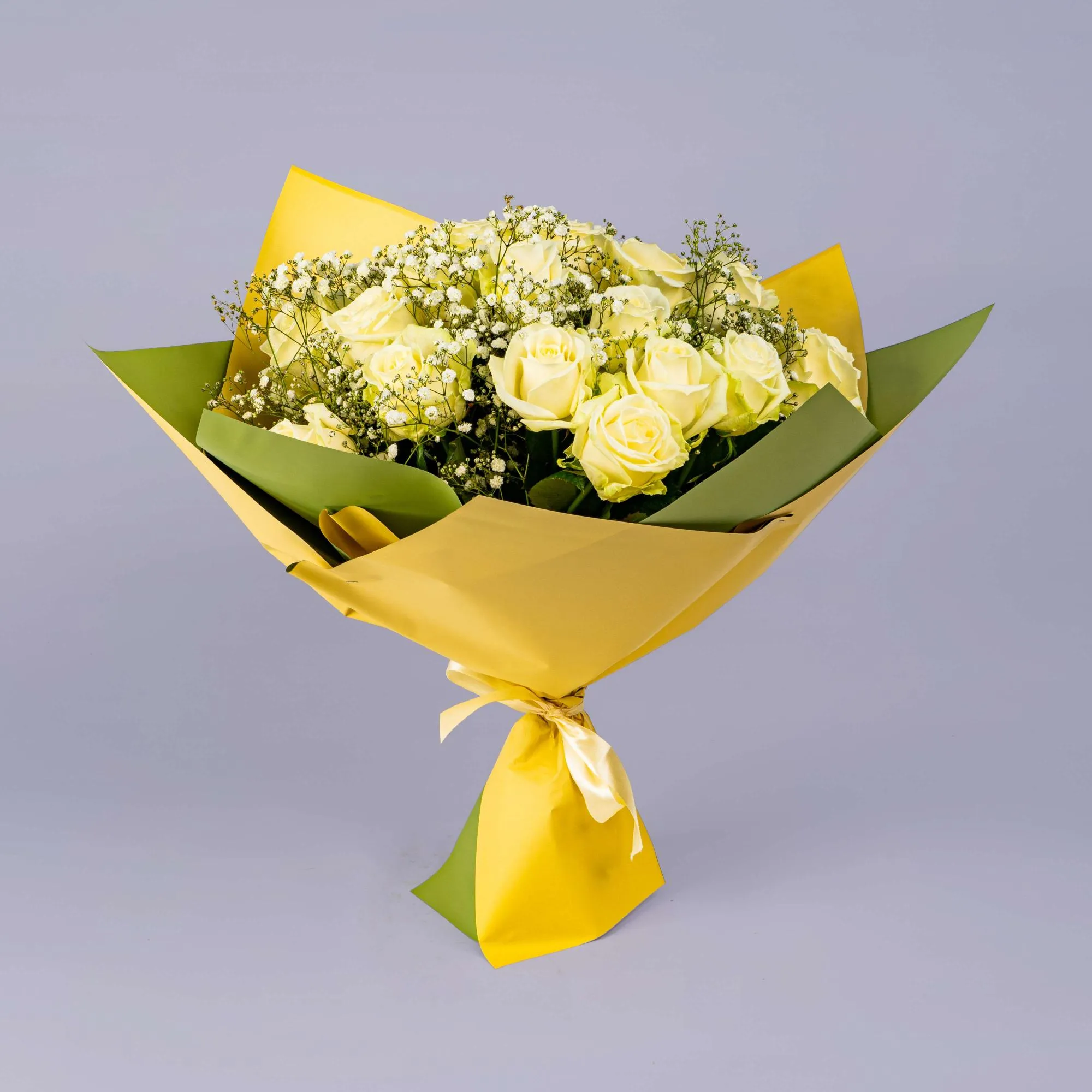 31 белая роза и гипсофила