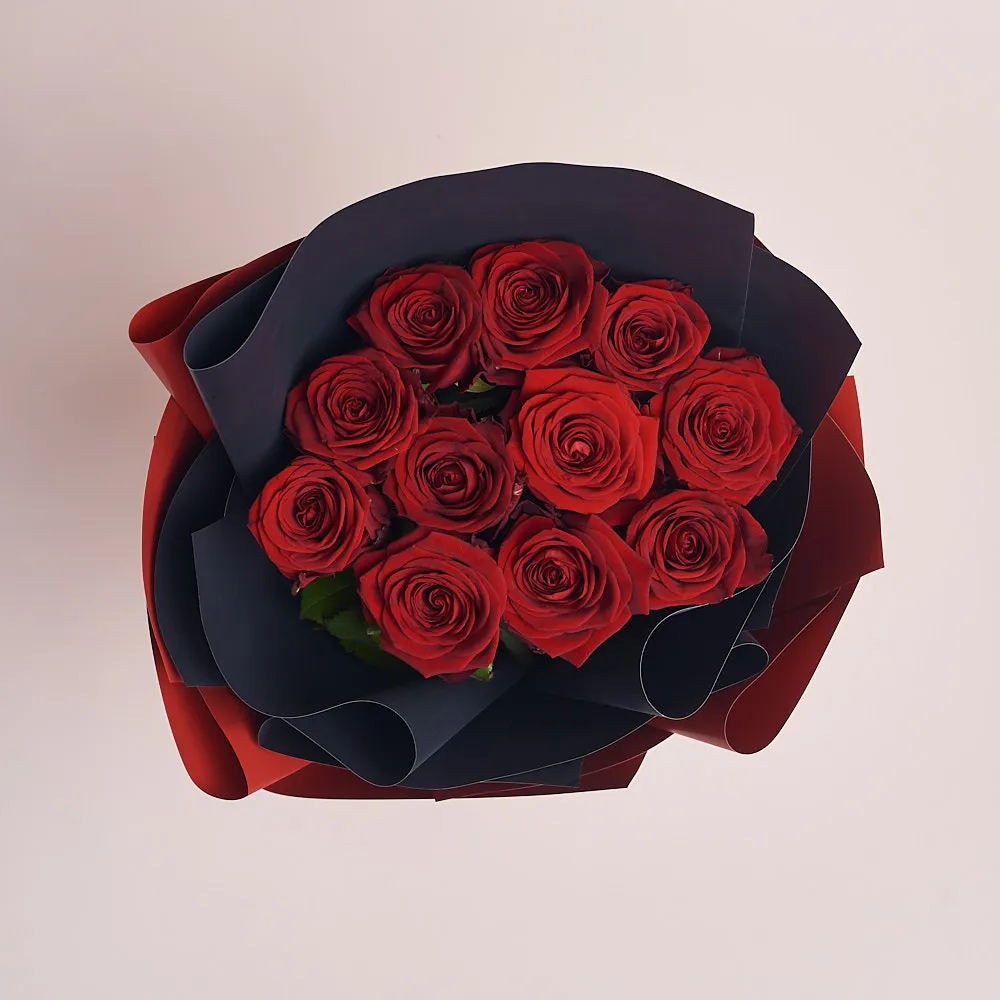Букет из 11 бордовых роз (60 см)