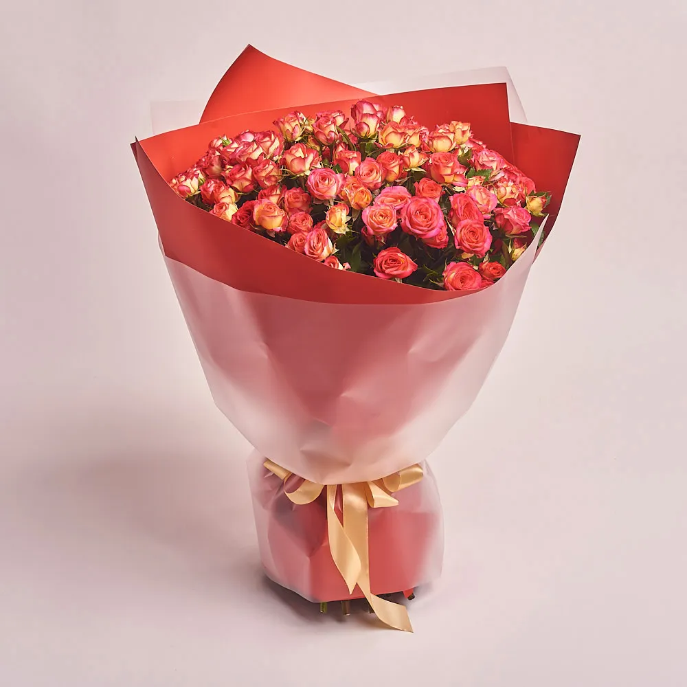 Букет из 25 красно-желтых роз (60 см)