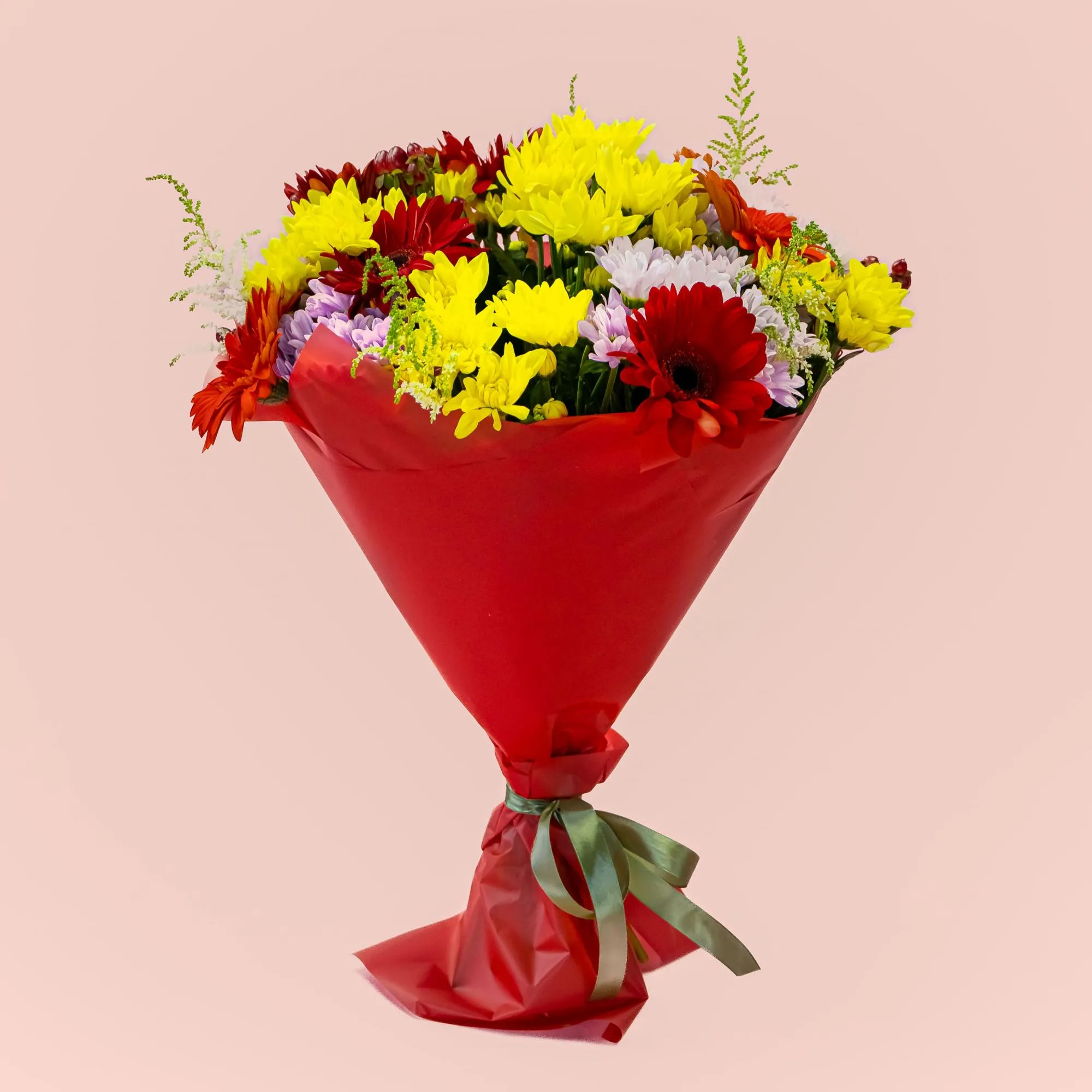 Букет из хризантем микс и 7 гербер