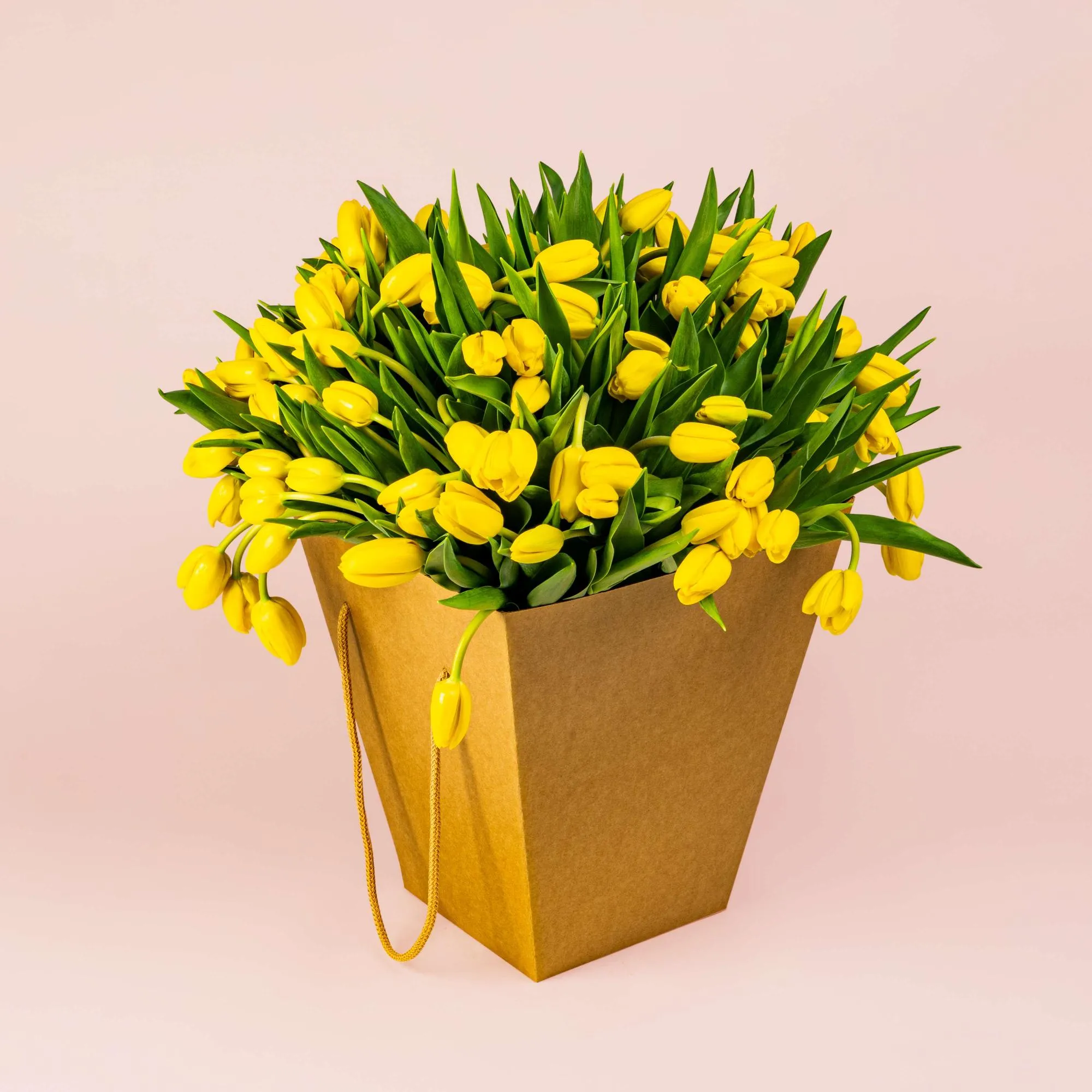 101 жёлтый тюльпан в коробке