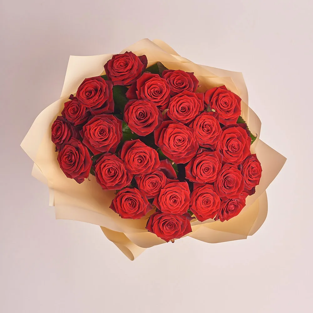 Букет из 25 бордовых роз (60 см)