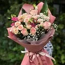 Букет из роз и эустом микс (50 см)