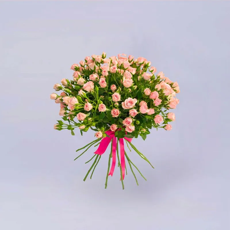 19 нежно-розовых кустовых роз