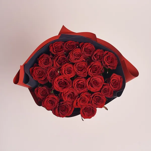 Букет из 25 темно-красных роз (60 см)
