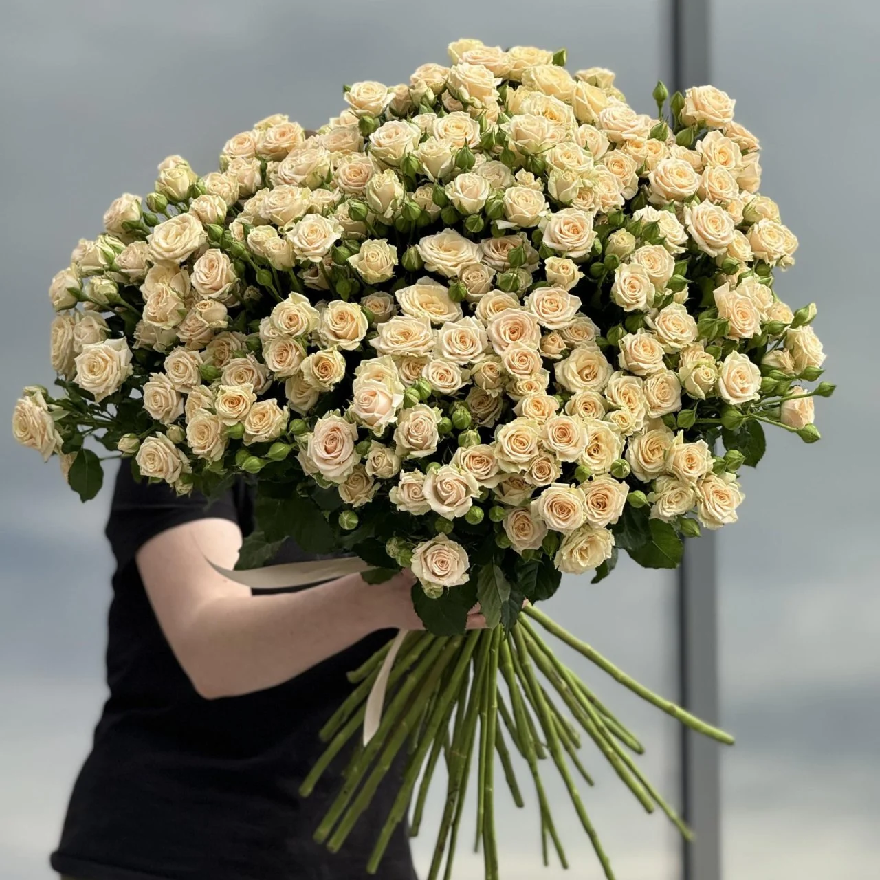 33 жёлтых кустовых роз (70 см)
