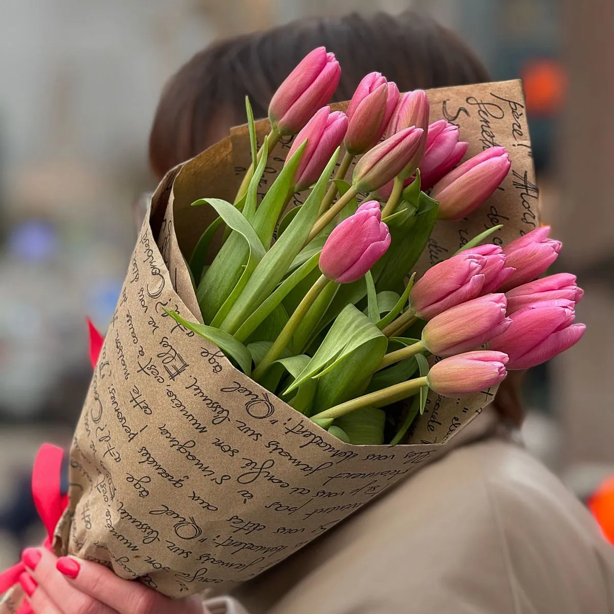 Букет из 15 розовых тюльпанов