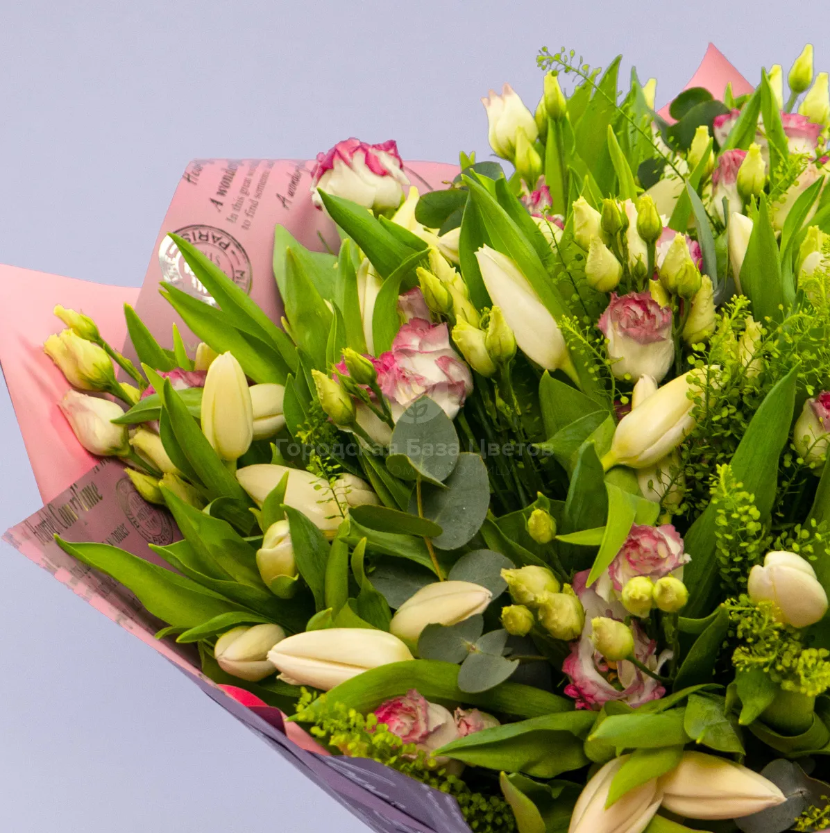 Букет из 45 тюльпанов и эустом фото №3 Букет из 45 тюльпанов и эустом