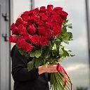 51 красная роза 60 см «Пламенный закат»