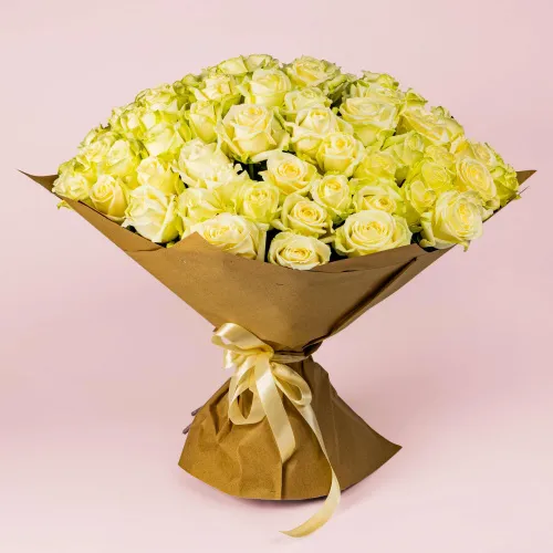 101 бело-зеленая роза (40 см)