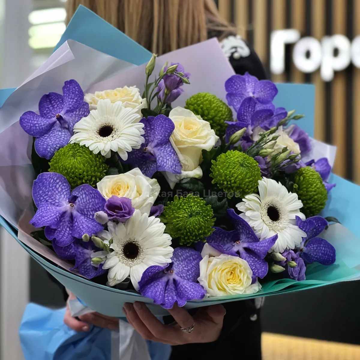 Букет из хризантем, роз и эустом фото №3 Букет из хризантем, роз и эустом