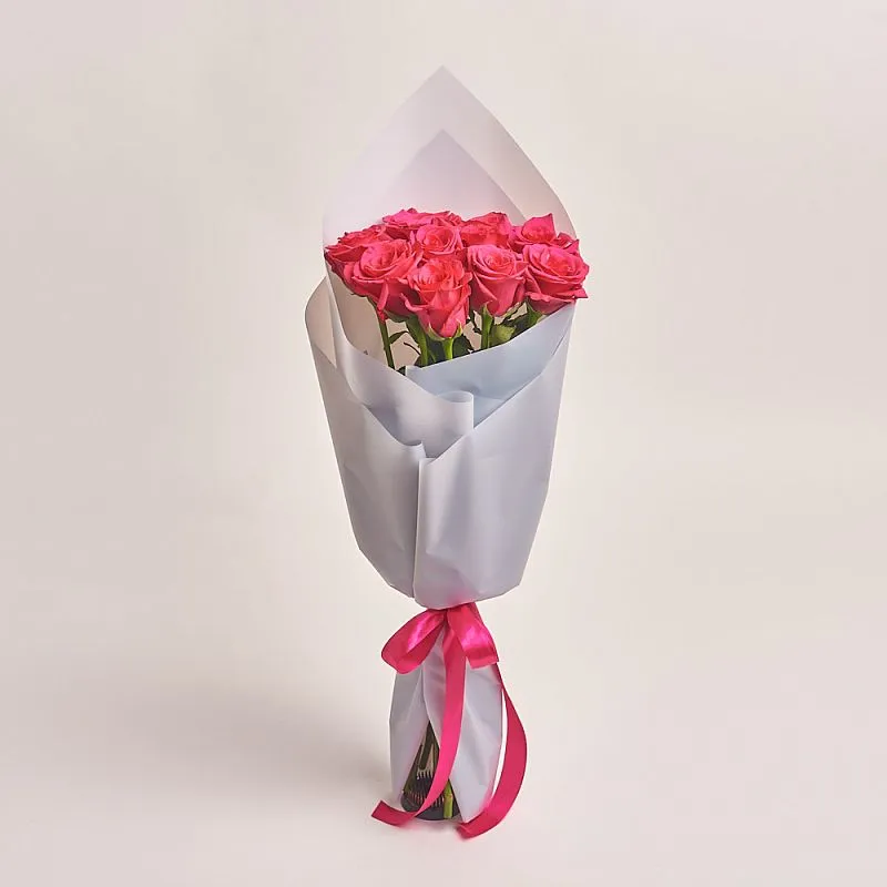 11 розовых роз (60 см)