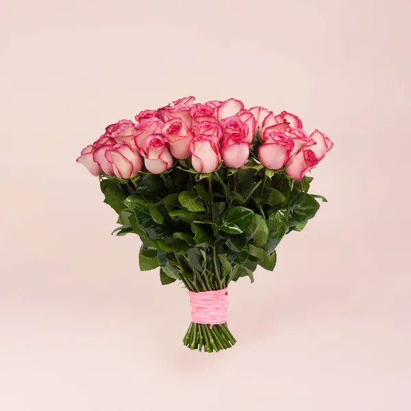 37 бело-розовых роз (35 см)