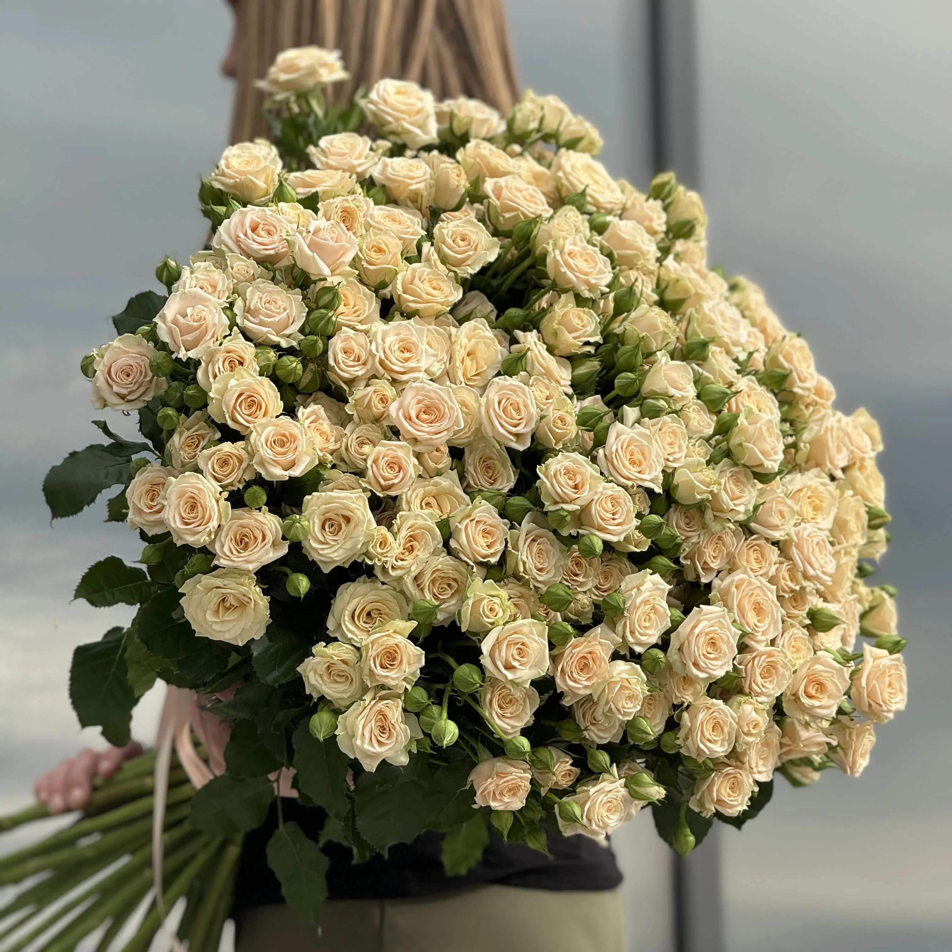 33 жёлтых кустовых роз (70 см)