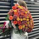 Букет 101 персиковый микс роз эквадор (70см)