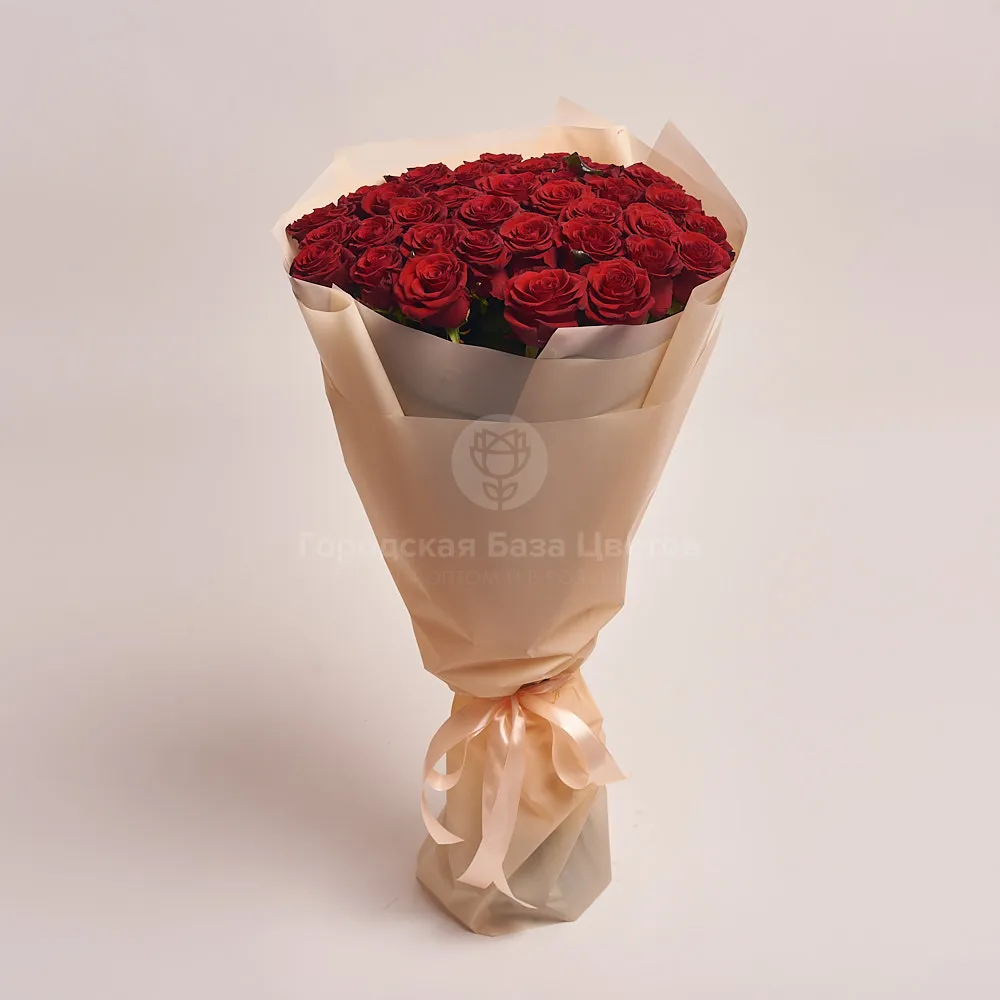 Букет из 35 темно-красных роз (60 см)