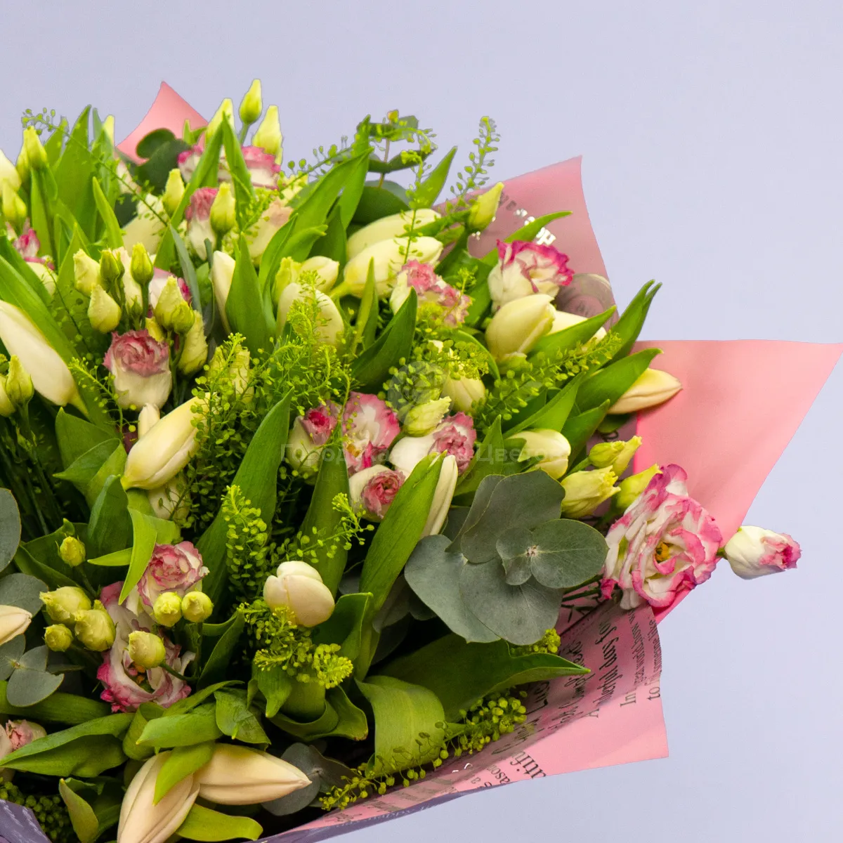 Букет из 45 тюльпанов и эустом фото №5 Букет из 45 тюльпанов и эустом