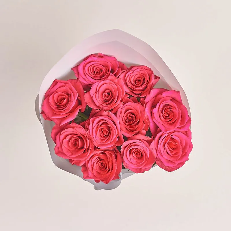 11 розовых роз (60 см)