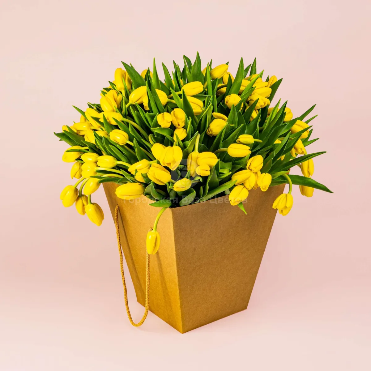 101 жёлтый тюльпан в коробке фото №1 101 жёлтый тюльпан в коробке