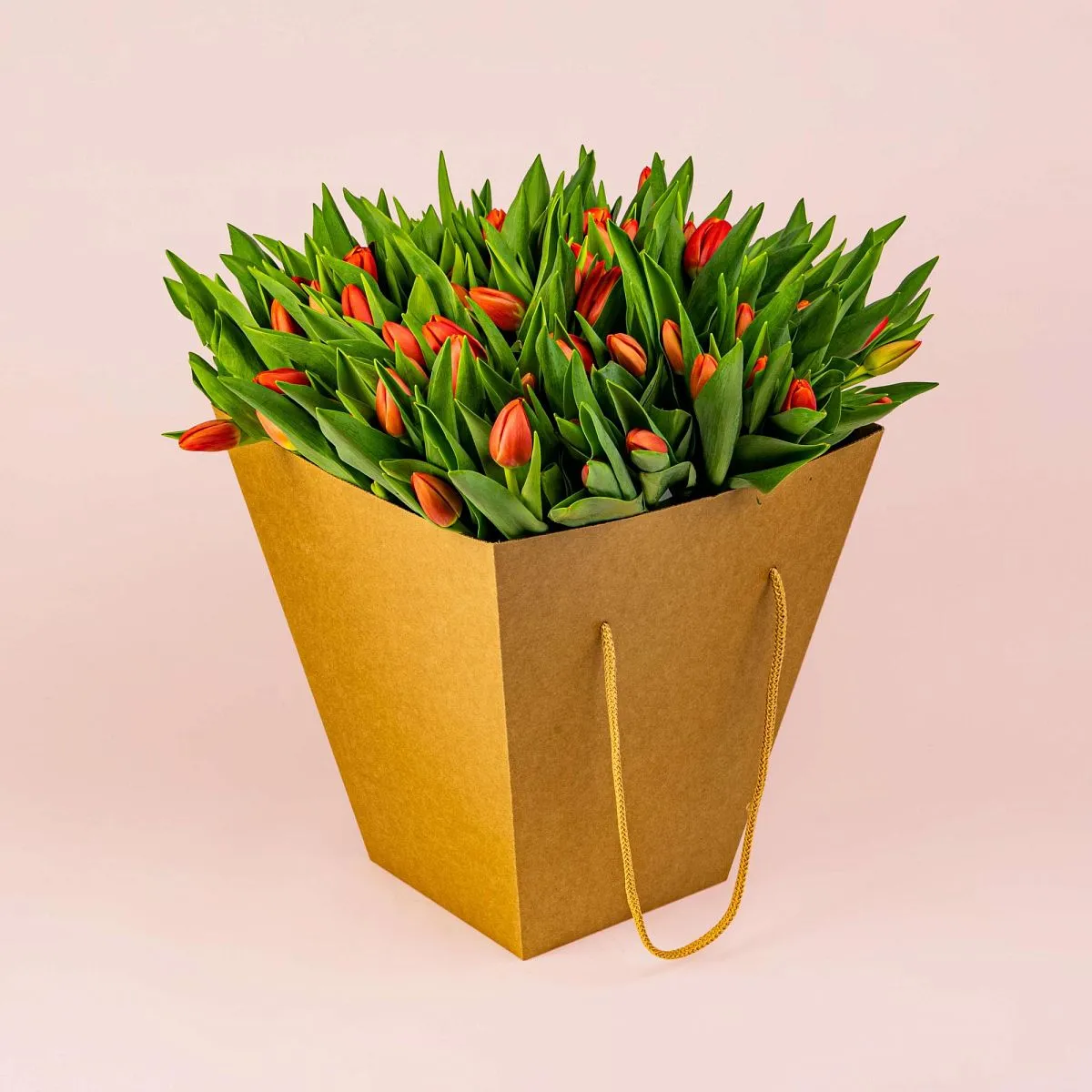 101 красный тюльпан в коробке