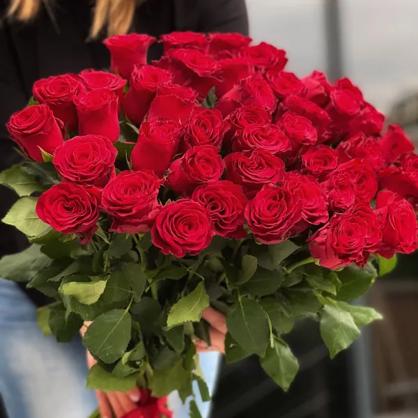 53 красных роз (70 см)