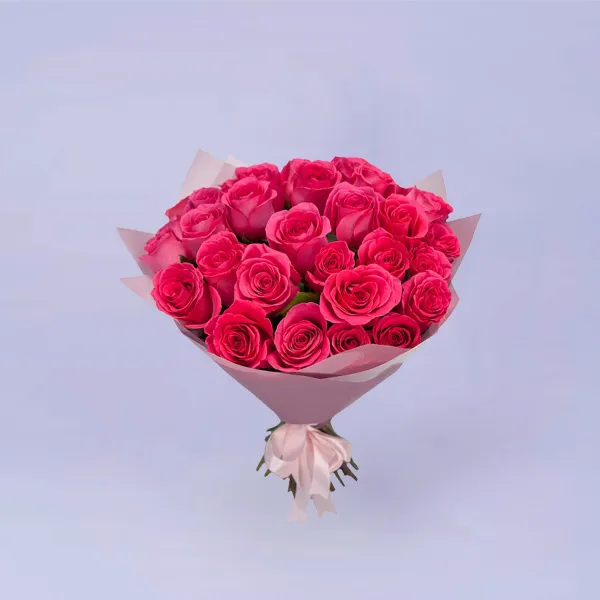 25 розовых роз (35 см)