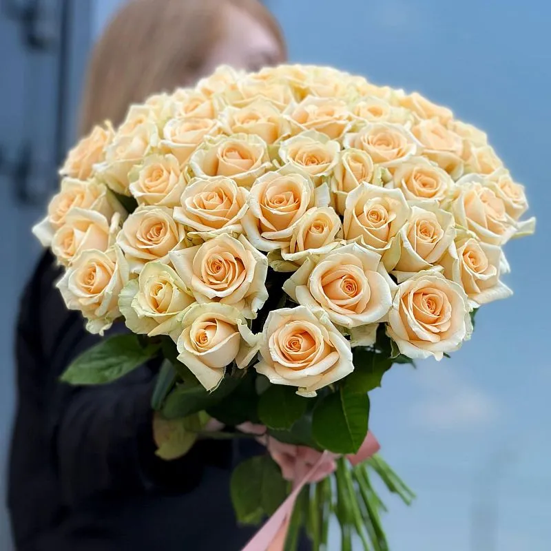 49 кремовых роз (50 см)