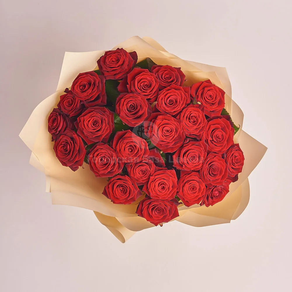Букет из 25 бордовых роз (60 см)