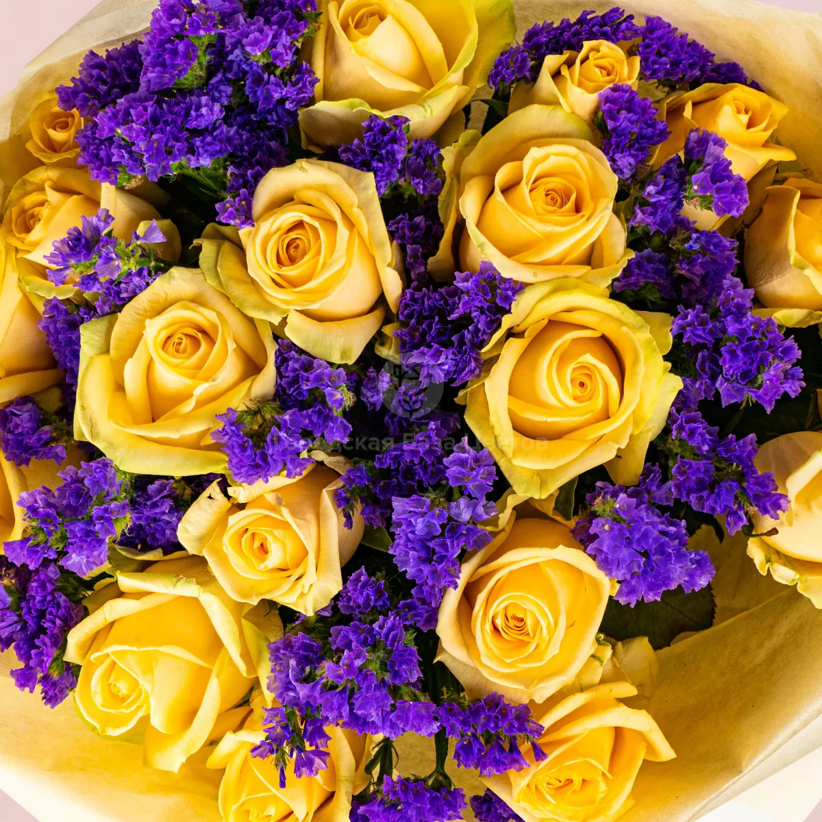 Букет из жёлтых роз и статицы фото №4 Букет из жёлтых роз и статицы