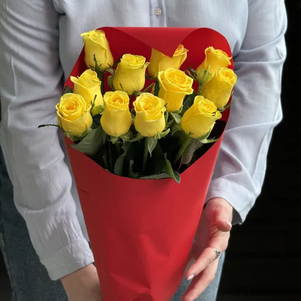 Букет из 11 жёлтых роз (50 см) фото №3 Букет из 11 жёлтых роз (50 см)