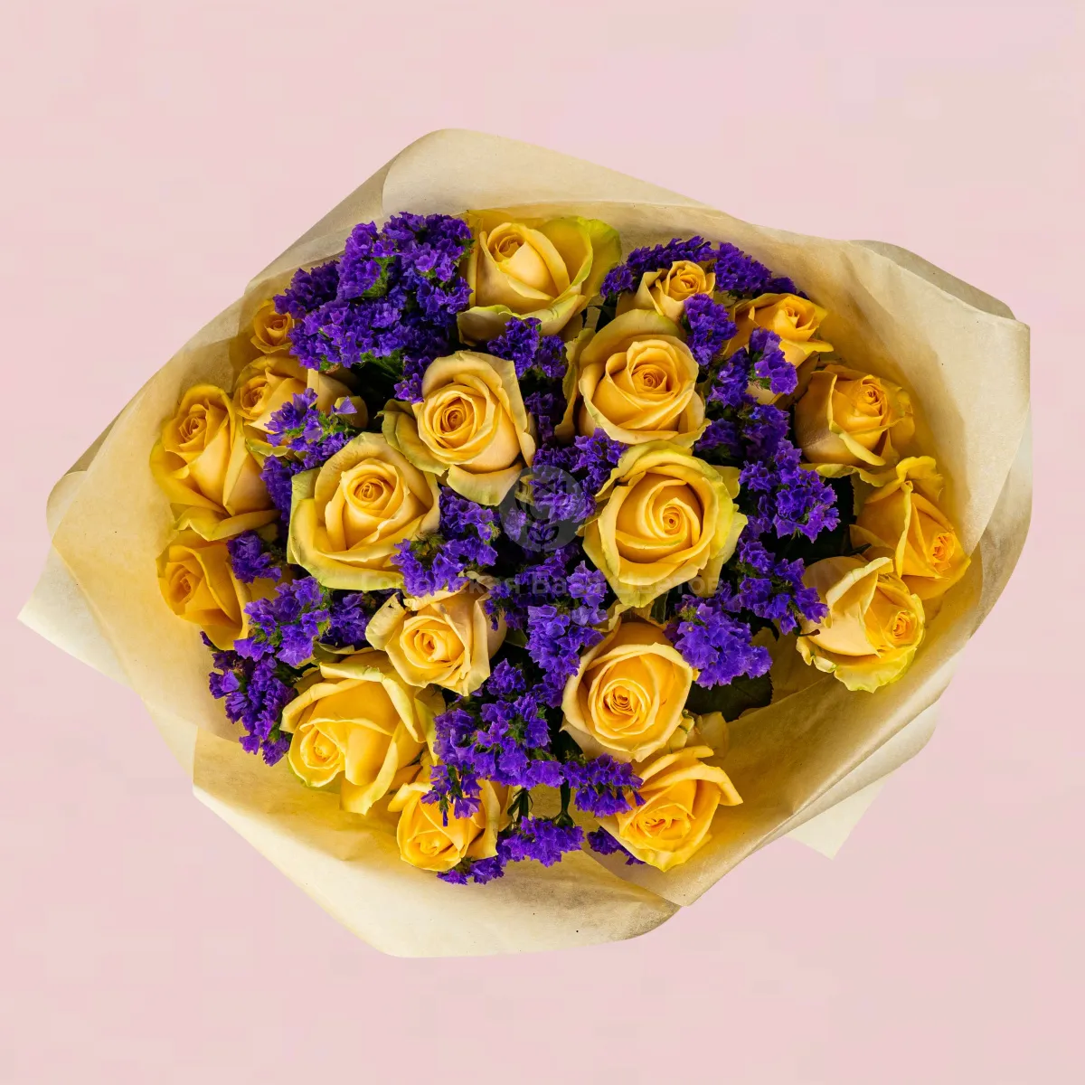 Букет из жёлтых роз и статицы фото №2 Букет из жёлтых роз и статицы