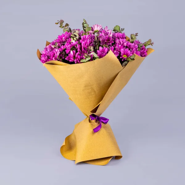 25 фиолетовых хризантем